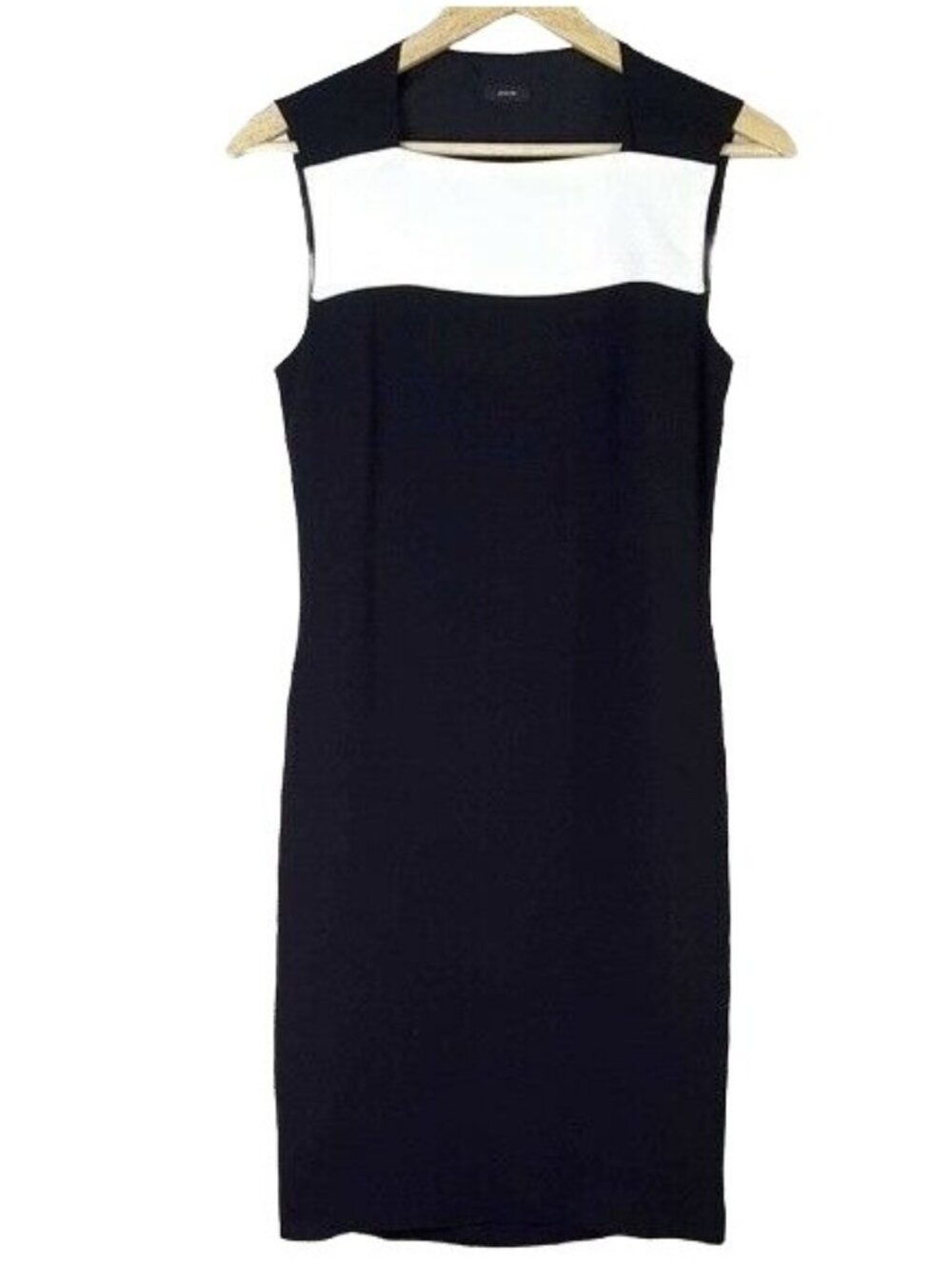 Joseph Women Crepe Dress Black SZ 6 Colorblock Stretch Sheath Sleeveless Nancy